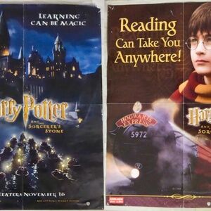2 HARRY POTTER 17" X 22" POSTERS ORIG SORCERERS STONE MOVIE BOOK HOGWARTS 2001